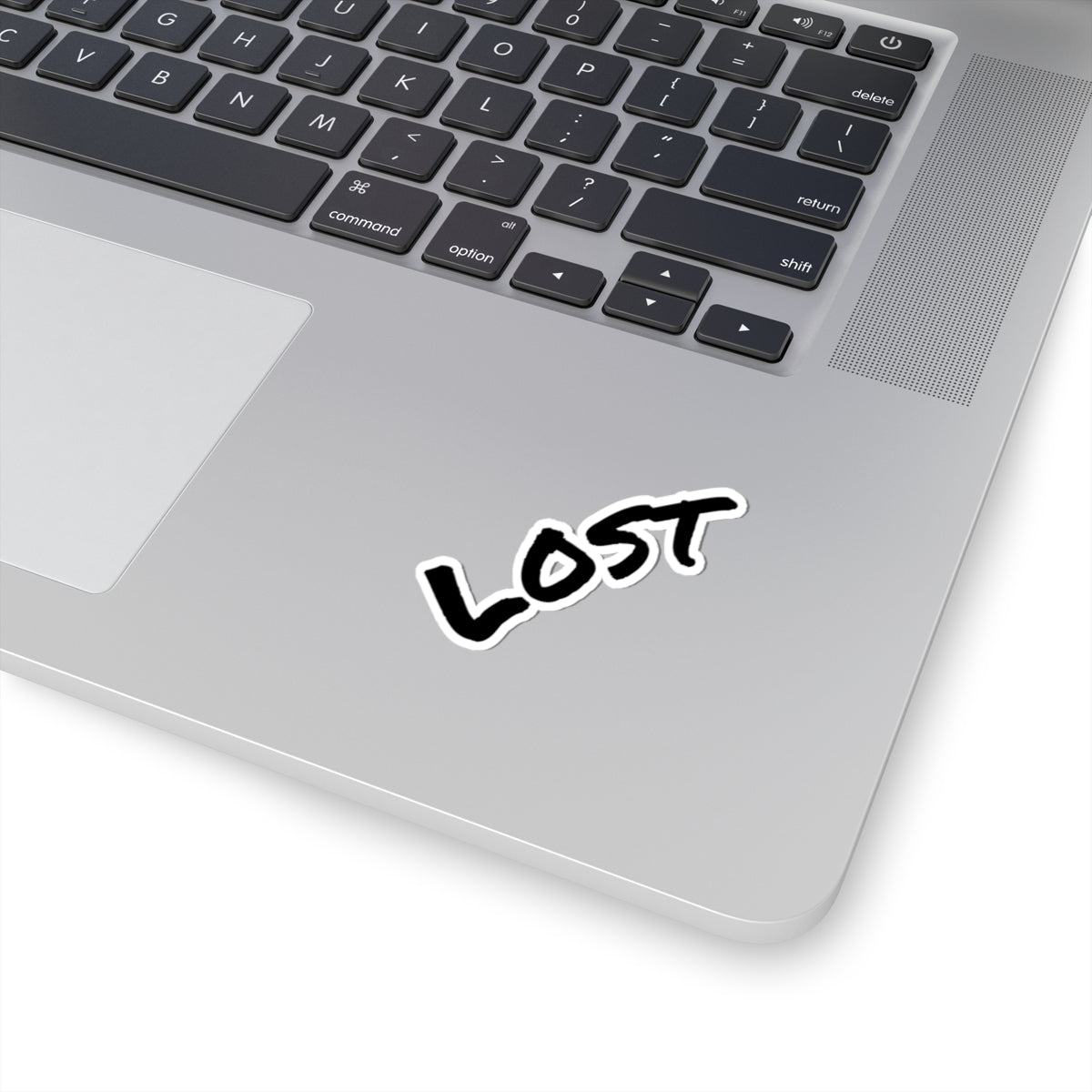 "LOST" Script Kiss-Cut Sticker — Black Handwritten Decal for Laptops, Journals & Skateboards
